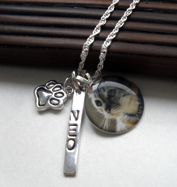 Pet Photo Necklace Hand Stamped